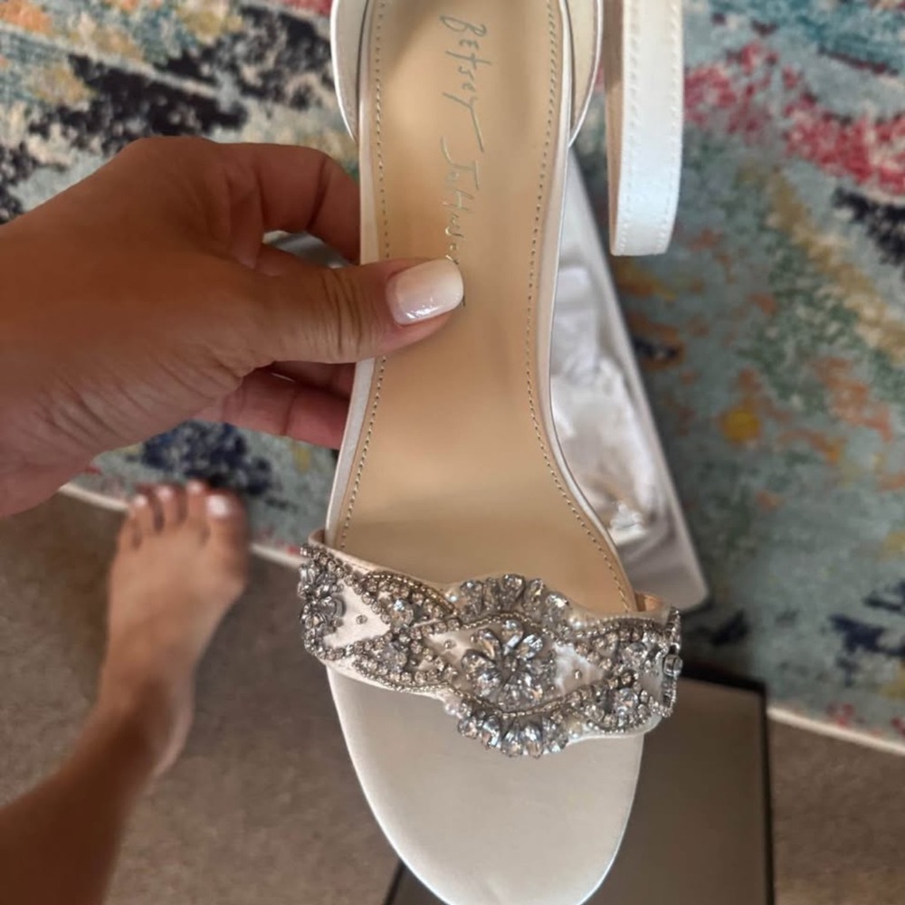 Betsey Johnson White Embellished Women's Sandals